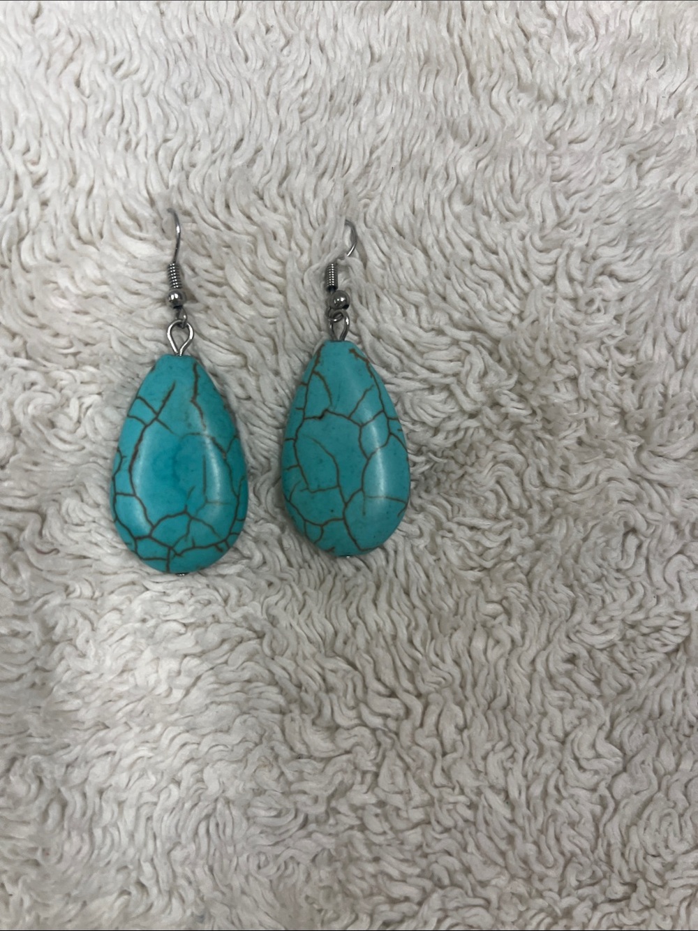 Turquoise Teardrop Dangle Earrings - Blue Stone Fashion Jewelry